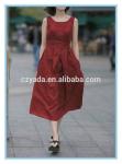 Fashion Lady Sleeveless Flare Linen Cotton Long Dress For Plus size