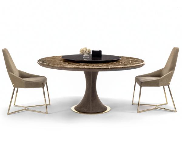 Modern Restaurant Patio Furniture Marble Top Round Dining Table With Metal