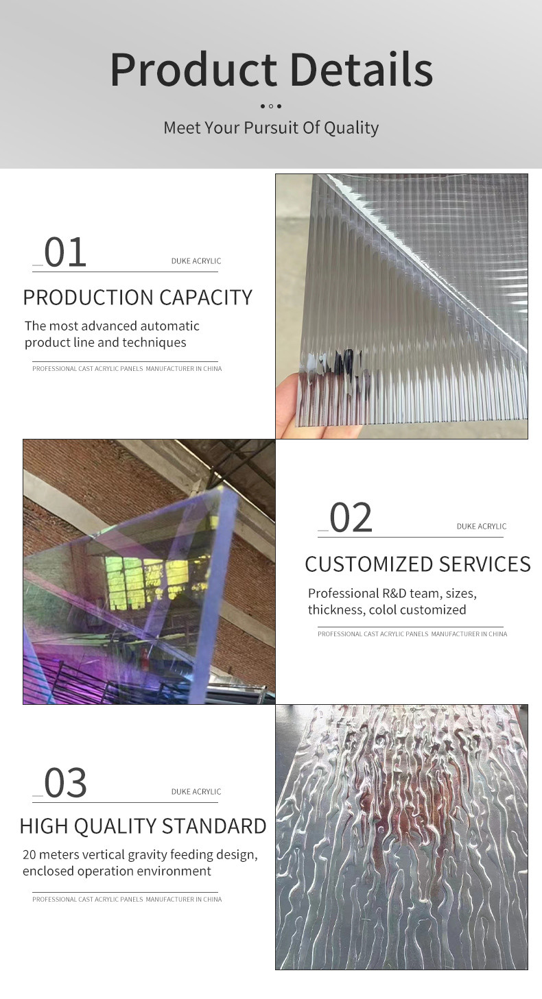 Chemical Resistance Stone Textured Clear V-Shaped Striped Acrylic Sheet in 6mm 10mm Thickness and Durable Design