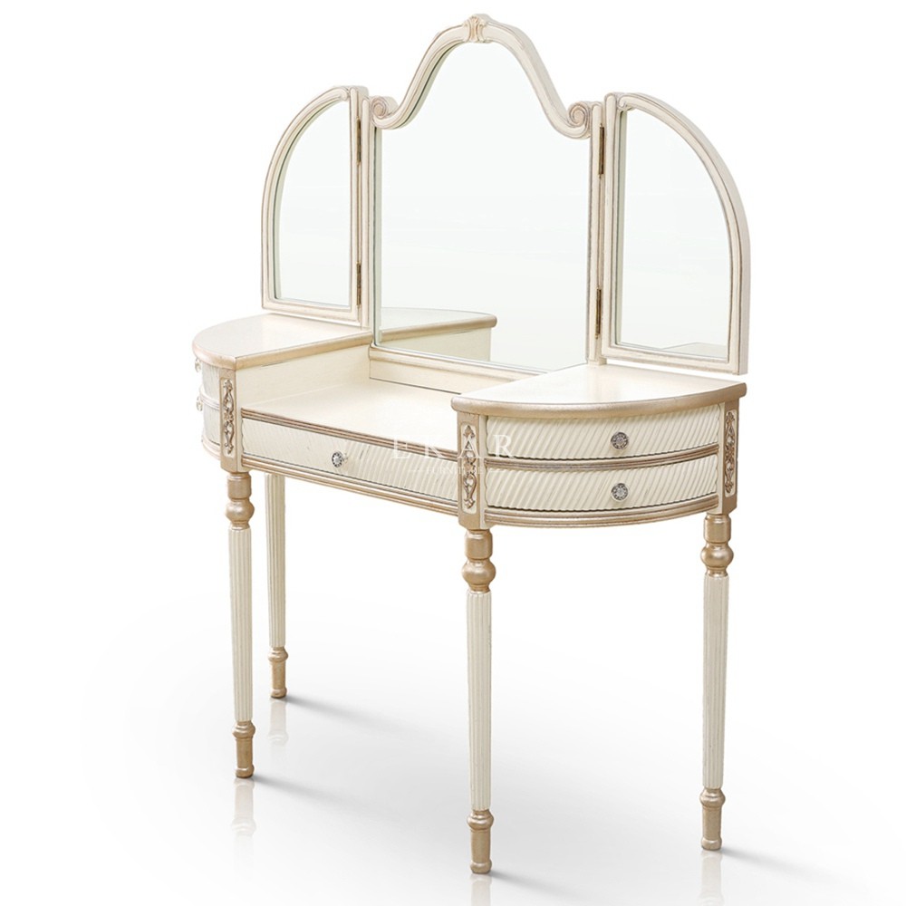 Classic Hand Carved Luxury Wooden Dressing Table With Mirror
