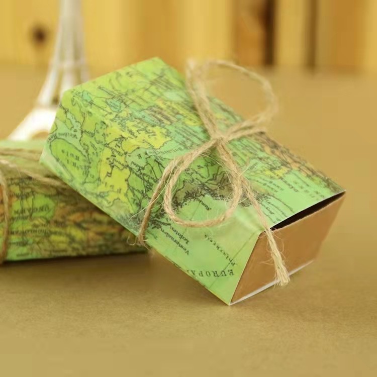 7.8x5x2.8cm Rectangle World Map Gift Box CDR EPS Wedding Candy Favor Containers