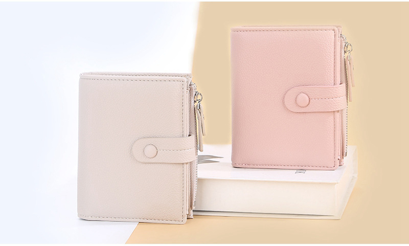 Minibook Short Cross Section Leather Multifunctional Casual Coin Wallet for Women