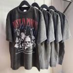 Custom Dtg Print Hip Hop Black Blank Heavy Weight T Shirt Weaved by Knitting