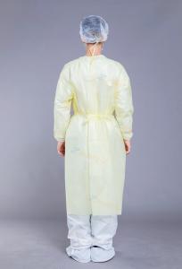 China Yellow Waterproof 52g PP PE Disposable Isolation Gown wholesale