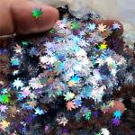 OEM Stock Polyester Holographic Silver Marahuana Leaf Glitter Shapes Party