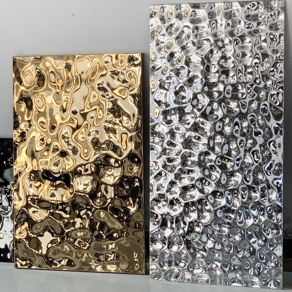 Rose Gold Water Ripple Stainless Steel Sheet 3.0mm Thickness Water Ripple Stainless Steel Panel