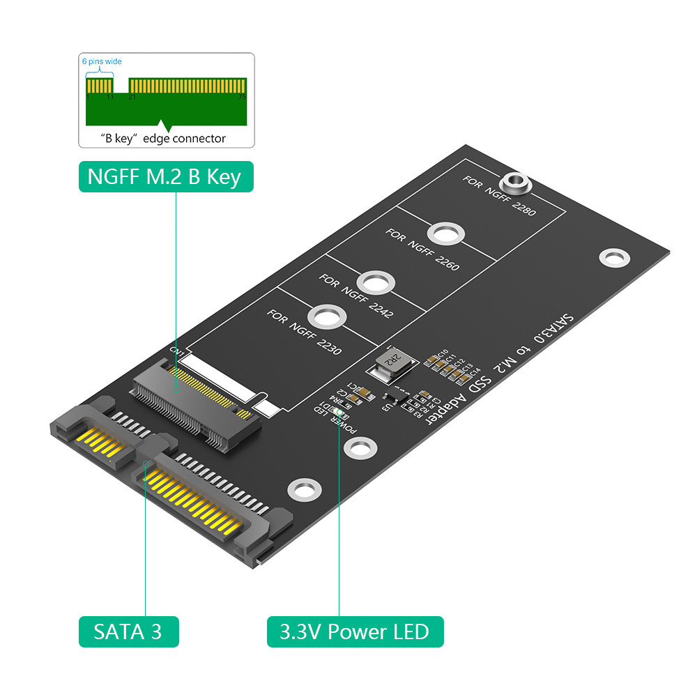 M.2 NGFF To SATA Adapter Card B Key/B & M Key SSD Converter NGFF M2 To 2.5 Inch SATA III Drivers