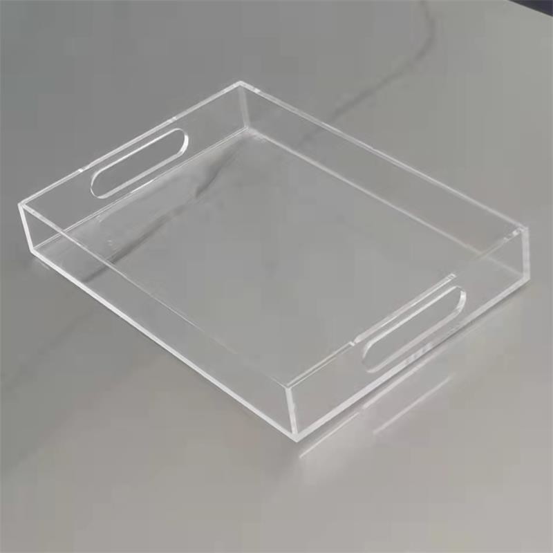 Smooth Finish Clear Acrylic Serving Tray Lucite Bread Tray With Custom Printing
