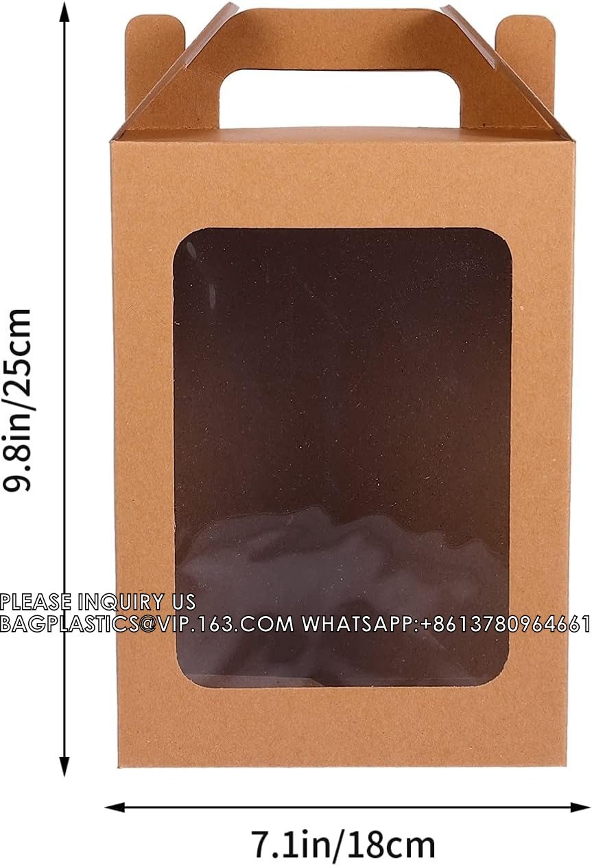Window Box Gift Wrapping Bags Small Cake Boxes Bakery Bags With Standing Cookie Bag Flower Packaging Bag Bakery Box