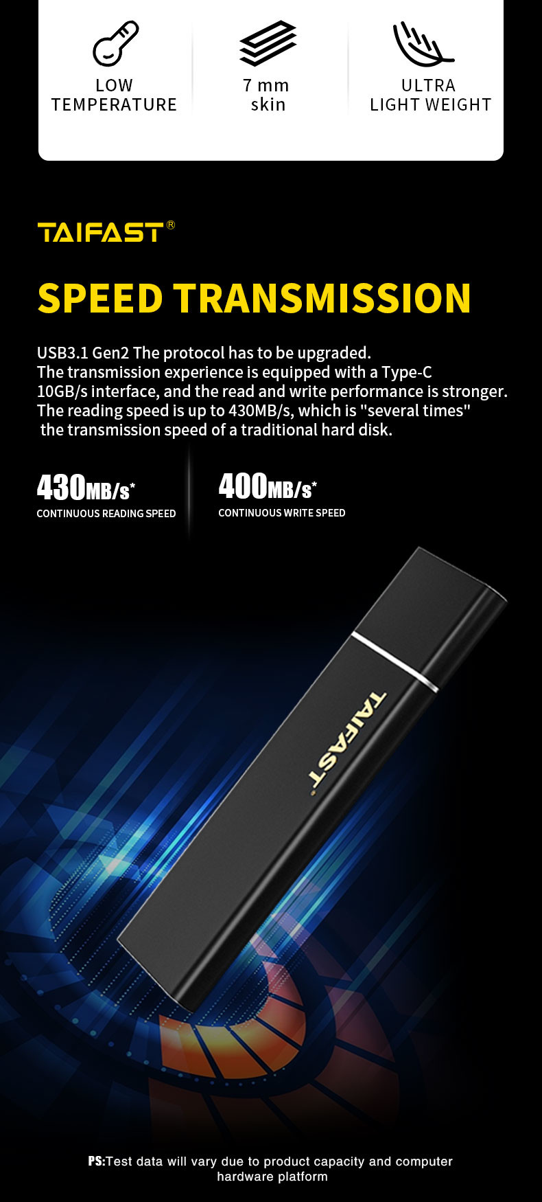 Sata 240gb Black External Hard Drive Taifast Portable Disk CE