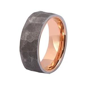China Rose Gold Inlay Hammered Tantalum Ring Classic Couple Mens Tantalum Wedding Ring wholesale