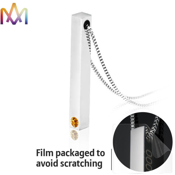 Rustproof Stainless Steel Cuboid Bar Mens Pendant Necklace