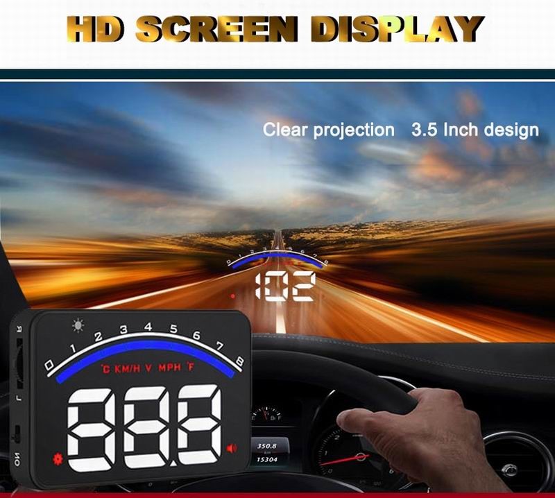 Ouchuangbo Car Head Up Display 3.5 inch Windscreen Projector OBD2 EUOBD Driving Data Display Speed RPM Water