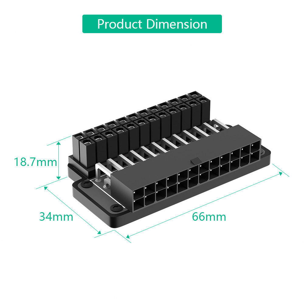 ATX 24Pin Female To 24pin Male 90 Degree Power Adapter With Power OK And Stand By LED And ABS Plastic Top Cover