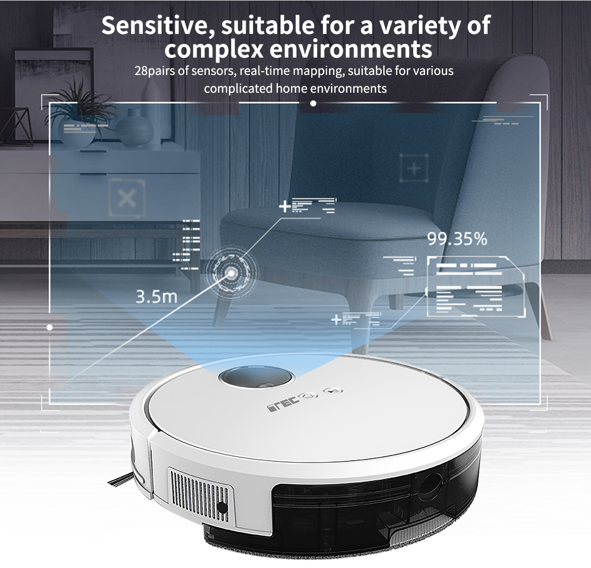 Low Noise Smart Robot Floor Mop Cleaner Camera With Vslam Mapping Function