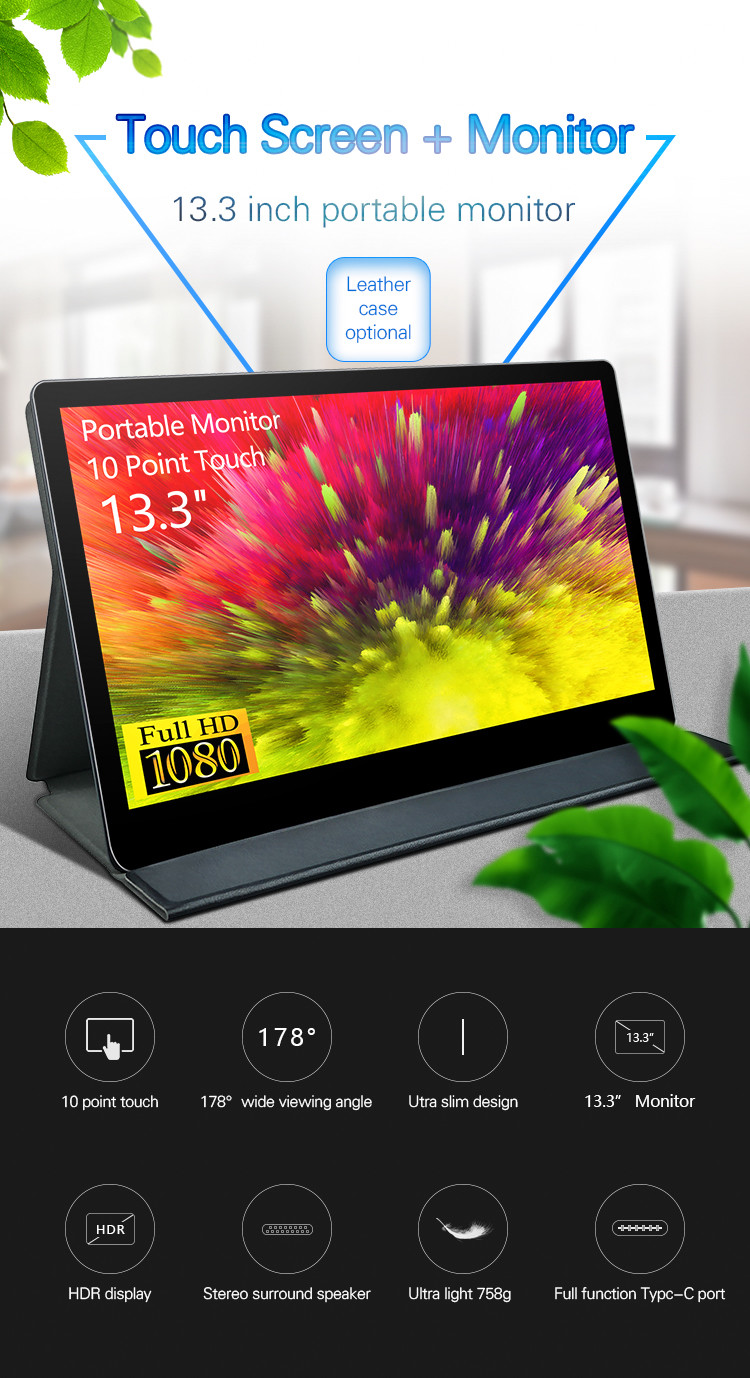 220cd/M2 Brithgness 1080P 13.3" Narrow Bezel IPS Portable Monitor