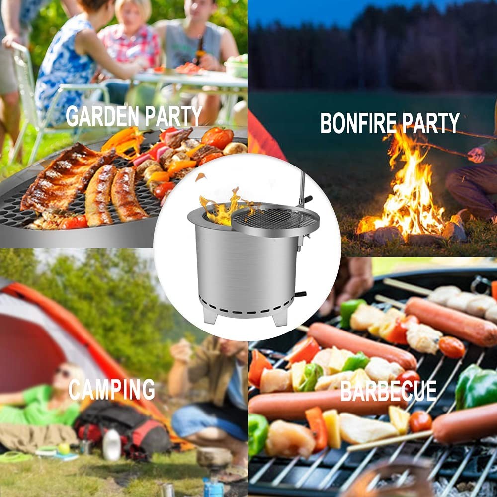 Stainless Steel Portable Rust Proof Smoke Free Fire Pits Wood Pellet Burning