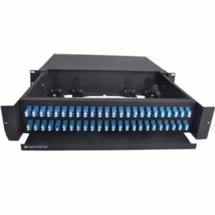 Black Fiber Optic Terminal Box , 1U SC / FC / ST / LC Rack Mount Splicing Fiber Optic Patch Panel