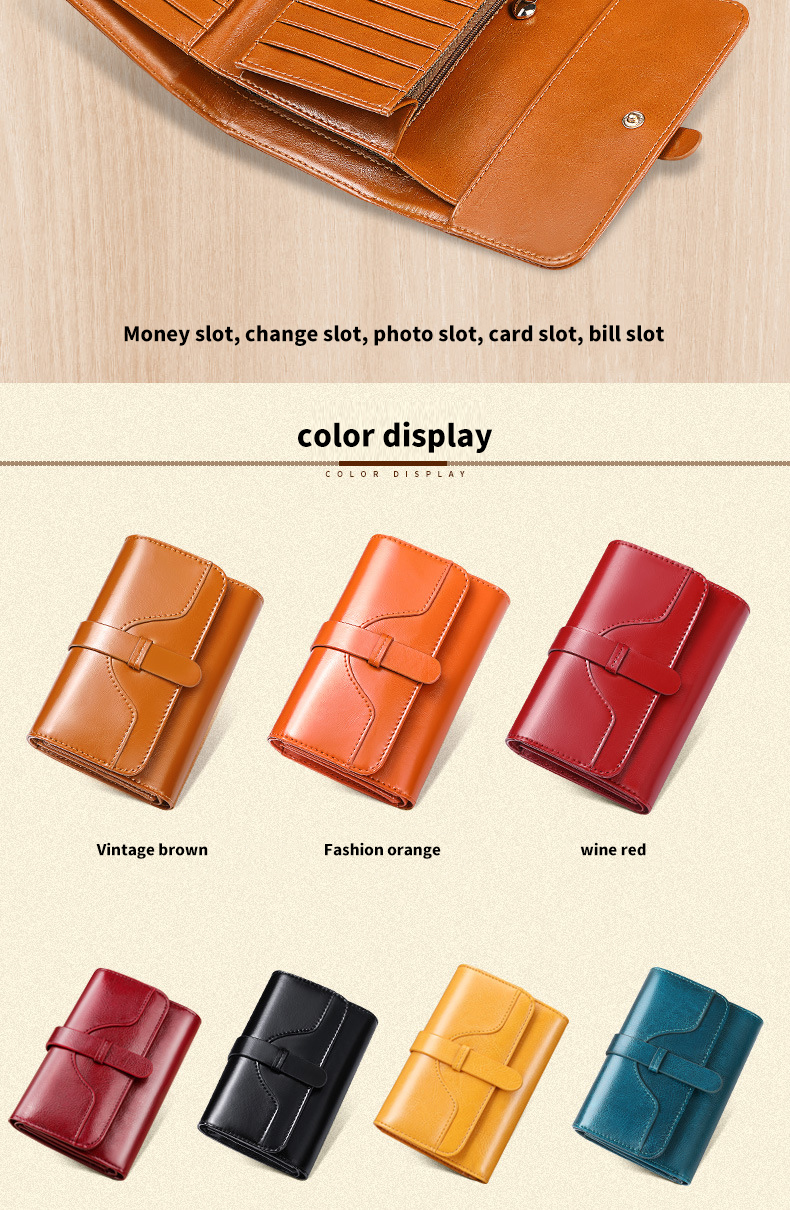 Women's Wallet Genuine Leather Clutch Money Bag Short Gender Women Vintage Card Holder
