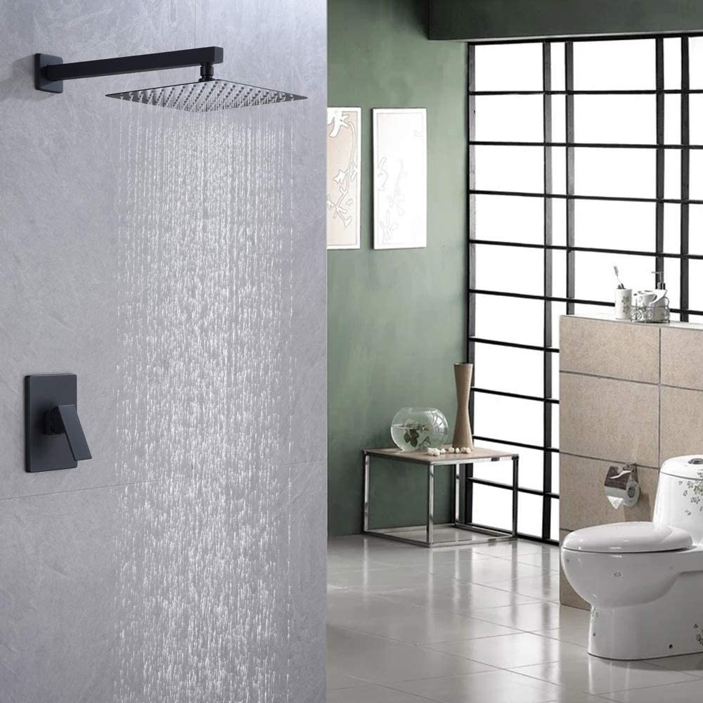 Black SUS304 8in Shower Faucet Set Anti Rust High Pressure