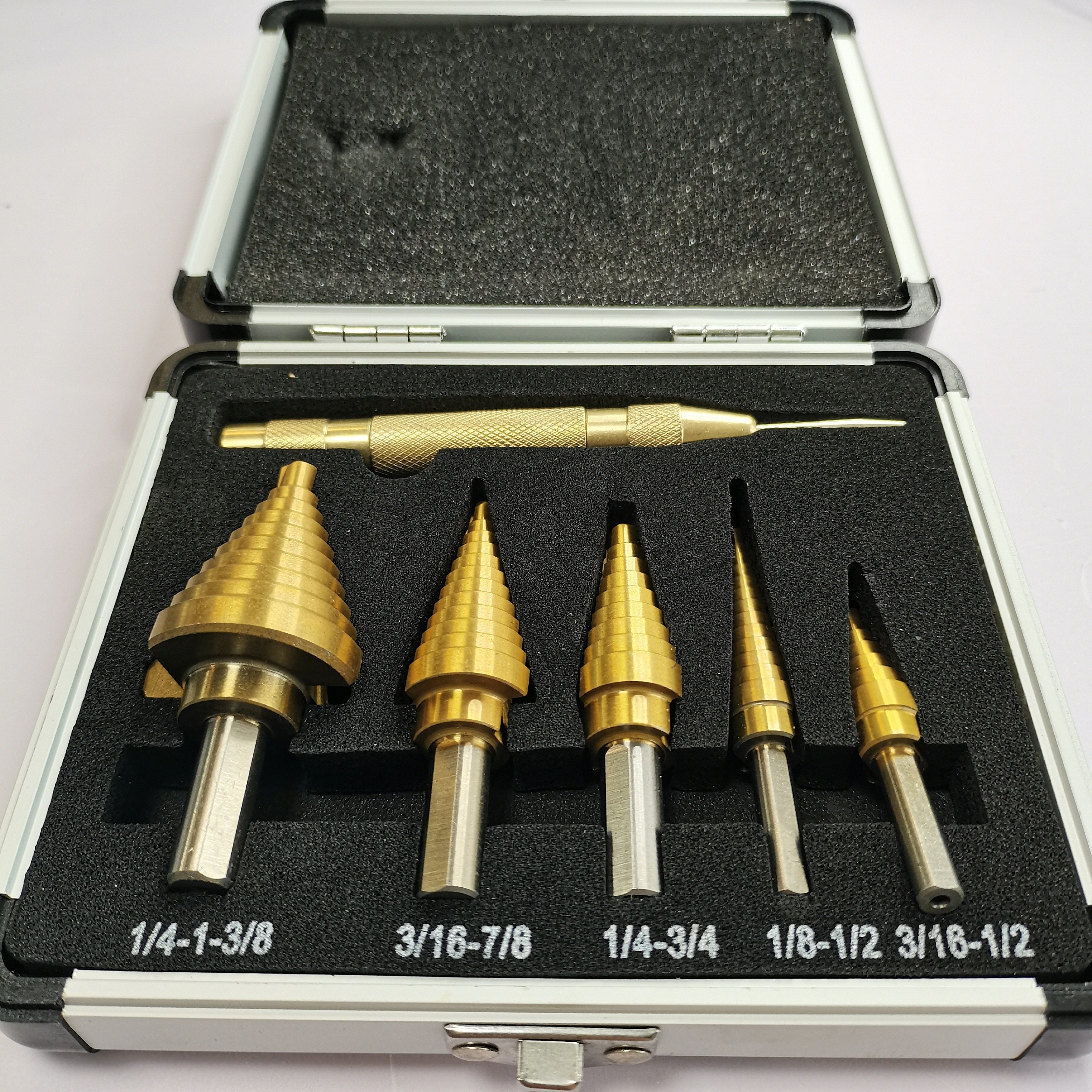 6PCS HSS Titanium Coated Diamond Core Drill Bits With Center Punch