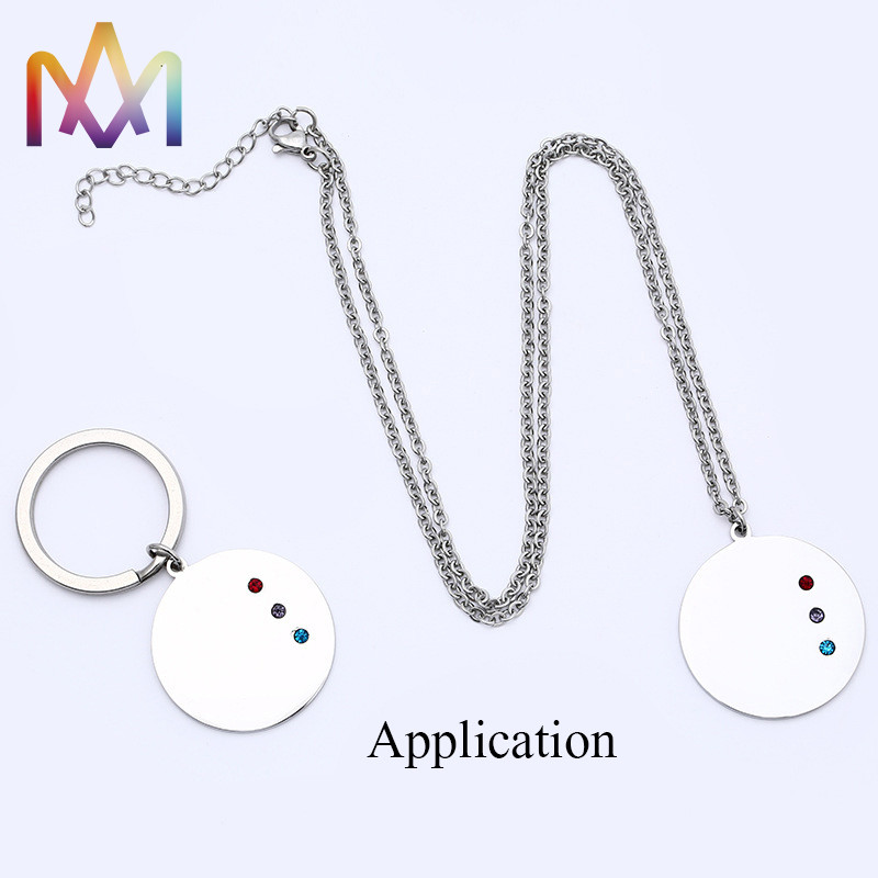 Hypoallergenic Engravable Round Disc Pendant With Diamond