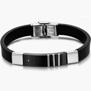 China Tagor Stainless Steel Jewelry Super Fashion Silicone Leather Bracelet Bangle TYSR099 wholesale