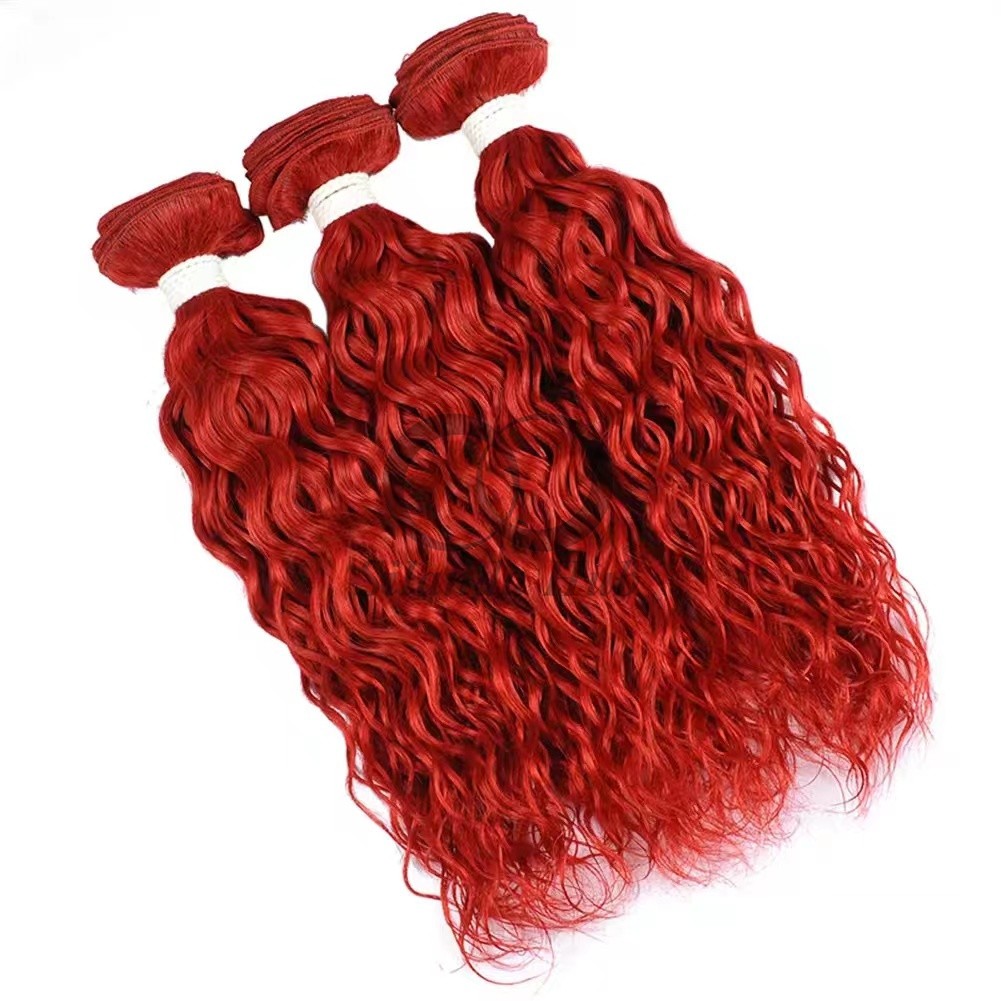 Red Water Wave Remy Human Hair Bundles Sew In Weave Bundles Brazilian Bundle Deals