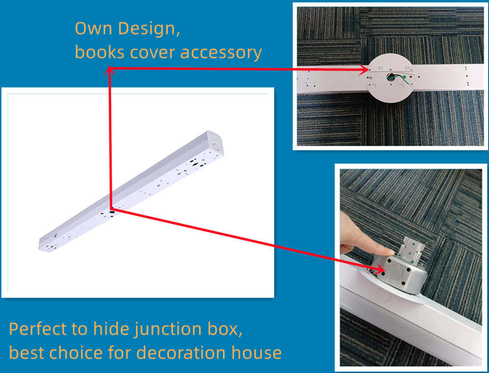 4000K Office Surface Mounted 34W 4FT LED Linear Strip Lighting Fixture with SMD2835