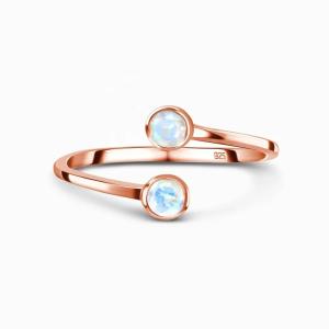 China Adjustable 925 Sterling Silver Faceted Rainbow Moonstone Jewelry Round Shape wholesale