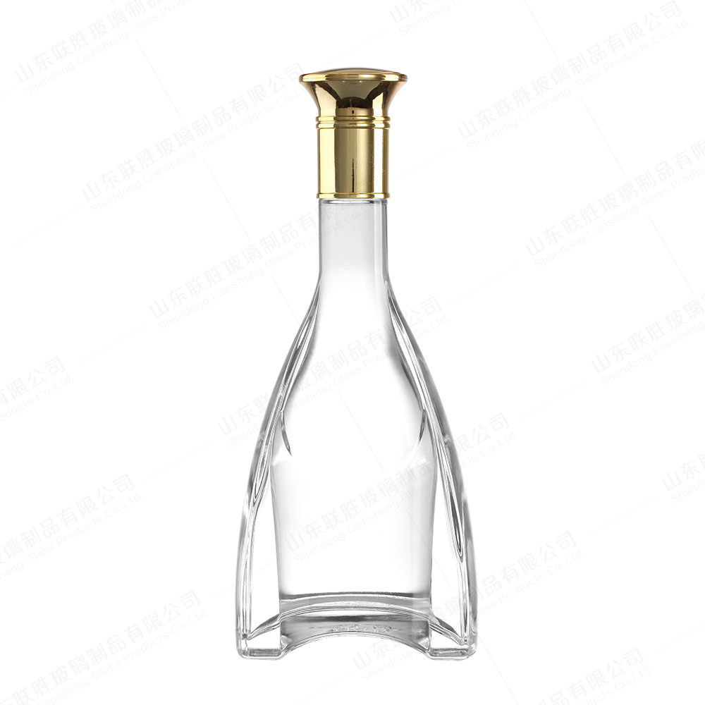 Glass Bottle for Whisky/Vodka/Liquor 250ml 375ml 500ml 700ml 750ml Popular Design Gold Lid