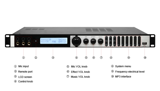 Digital Karaoke Sound Mixer 20KHz RS232 Audio Effector