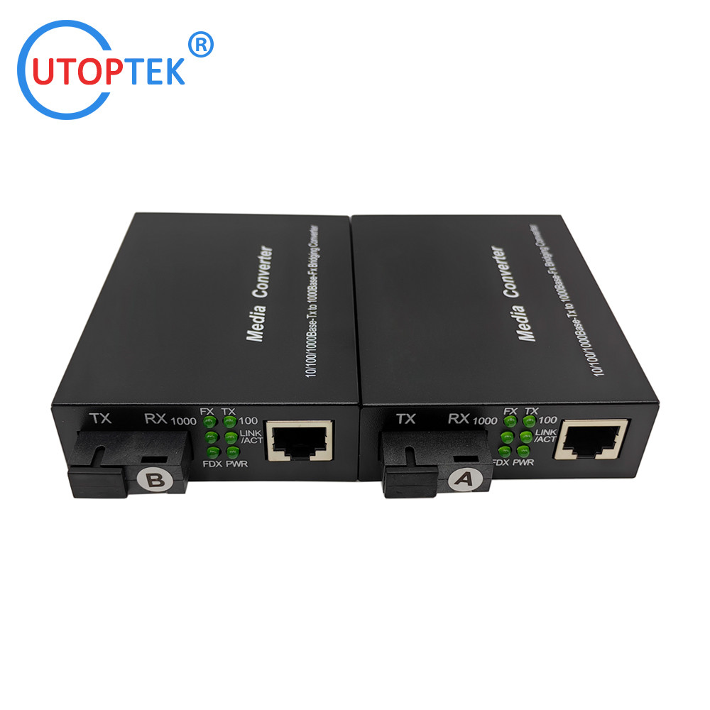 10/100/1000Mbps SM Bidi 20km Fiber media converter 1310/1550nm with DC5V power supply