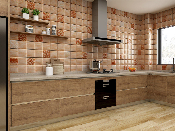 Light Yellow 152x152mm Wood Grain Bread Wall Tiles For Background And Countertop, White Body ISO9001
