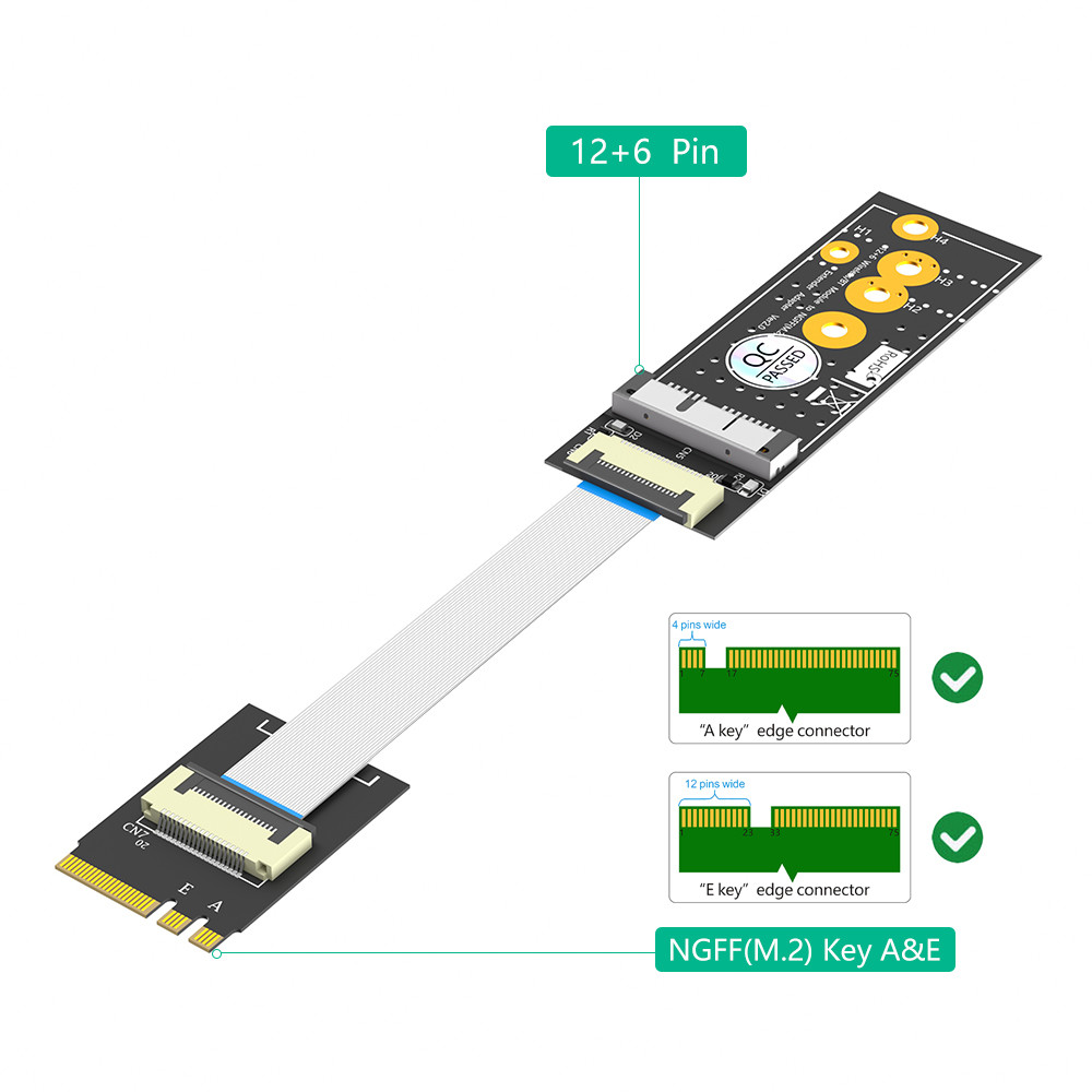 BCM94360CD/BCM94360CS2/BCM943224PCIEBT2 Card To M.2 Key A/E Cable For Mac OS and and Hackintosh