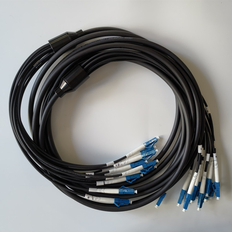 Customized Military Tactical Antirodent Single Mode 12 Core LC SC FC ST Armure Optical Cord Armored LSZH Fiber Patch Cable