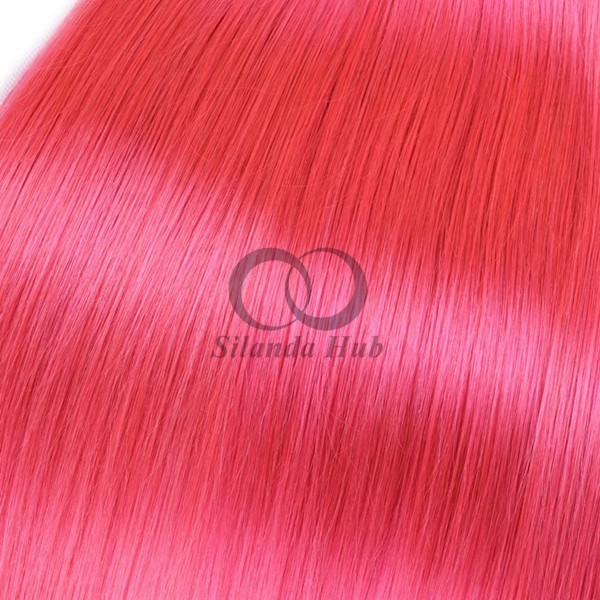 Pink Straight Remy Human Hair Bundles Sew In Weave Bundles Brazilian Bundle Deals