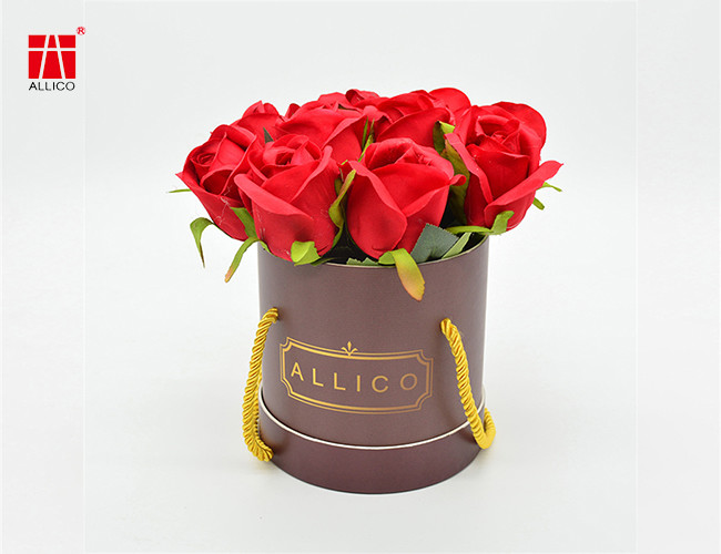 600-1000gsm CMYK Brown Flower Bouquet Gift Box Multi Colors Handmade