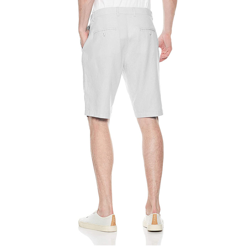Easy Care Breathable 48% Linen Black Viscose Shorts Men'S Flat Front Shorts