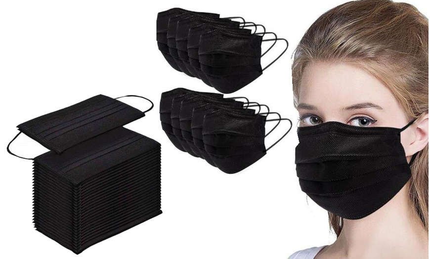 All Black Disposable Face Masks 3-ply Face Shield With Elastic Ear Loop Cover Full Face Anti-dust