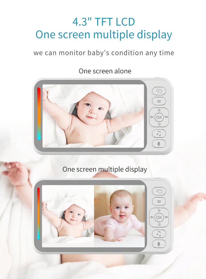 Long Battery Life Night Vision Baby Monitor with Audio Talk and Cry Alarm