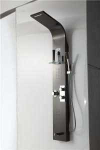 China Black Seamless Thermostatic Shower Panel Column Tower Anti Deformation Large Water Output wholesale