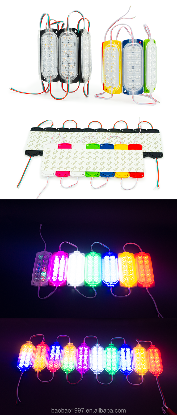 Yellow Green Blue Pink Flash 12 Beam LED Module Light Accessories
