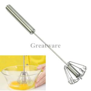 China Kitchen Gadgets Stainless Steel Rotating Whisk Egg Beater wholesale