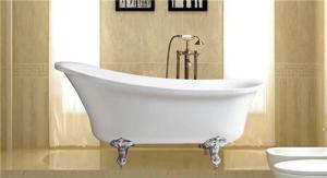 China Classical 67 Inch Acrylic Soaking Tubs , Zinc Alloy Claw Foot Freestanding Slipper Tub wholesale