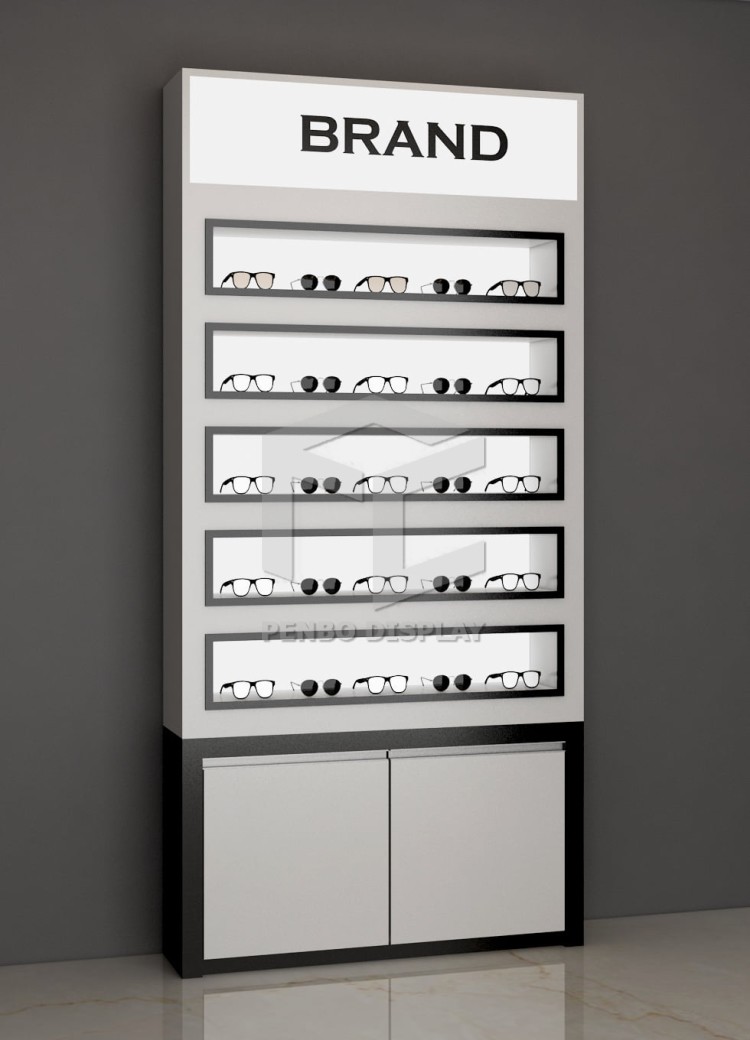 OEM Wall Mounted Display Cabinets With Glass Doors 16mm Thick MDF