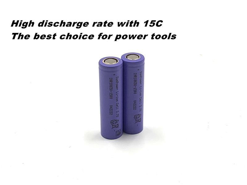 High Capacity 3.6 V Lithium Battery Cell 15C Deep Cycle Life 18650 1500mAH Battery