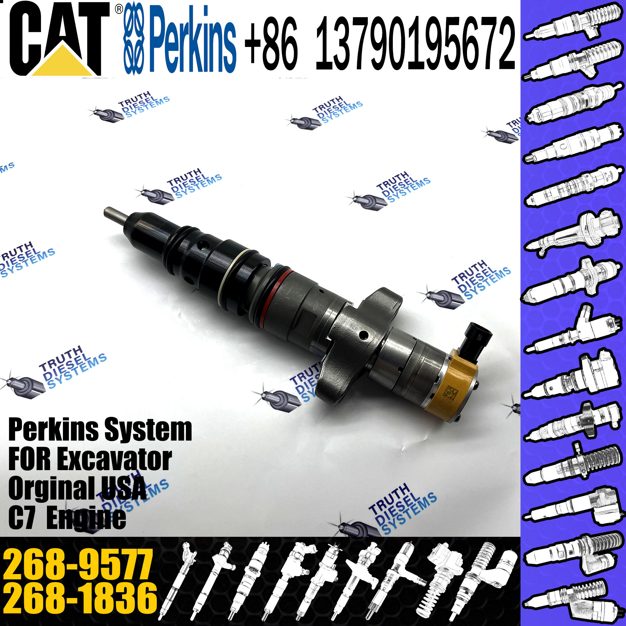CAT System Diesel C7 Engine Fuel Injector Parts For 324D 325D Excavator 268-1836 268-9577
