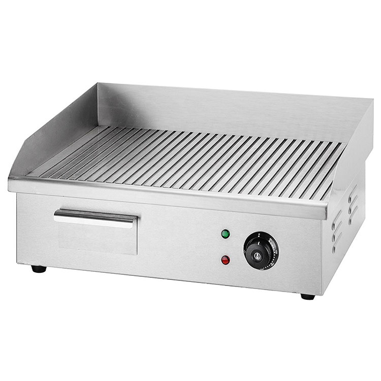 Hotel Kitchen Equipment Half Flat Half Pit Electric Griddle Silver Steel Countertop