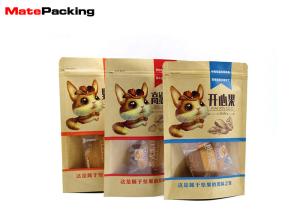 China Kraft Paper Food Packaging Pouches , Stand Up Snack Zipper Paper Pouch With Window wholesale
